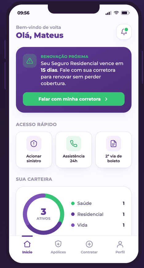 Application mobile du courtier d'assurance